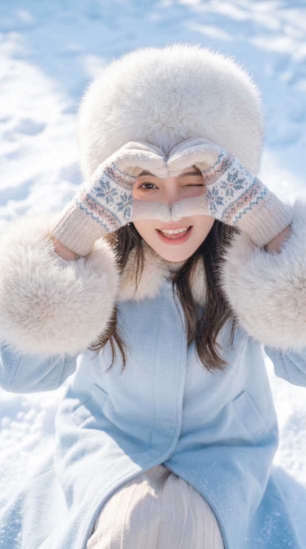 雪原ハイキー俯瞰 - AI生成の作例