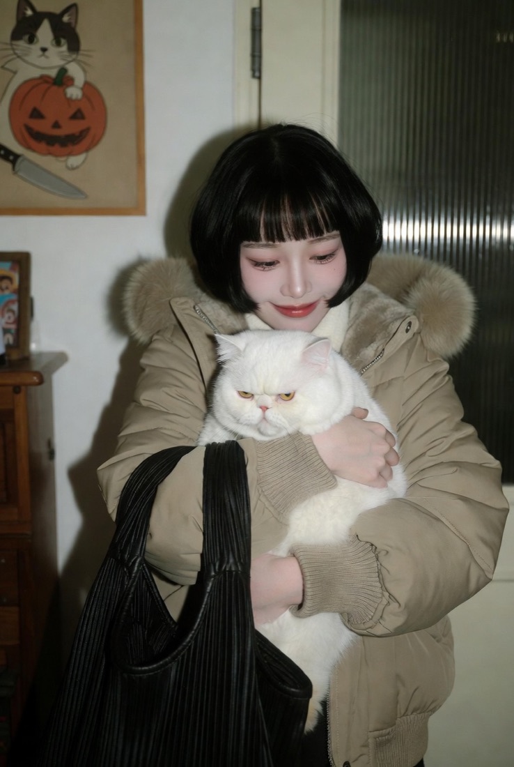 猫抱きスナップ - AI生成の作例