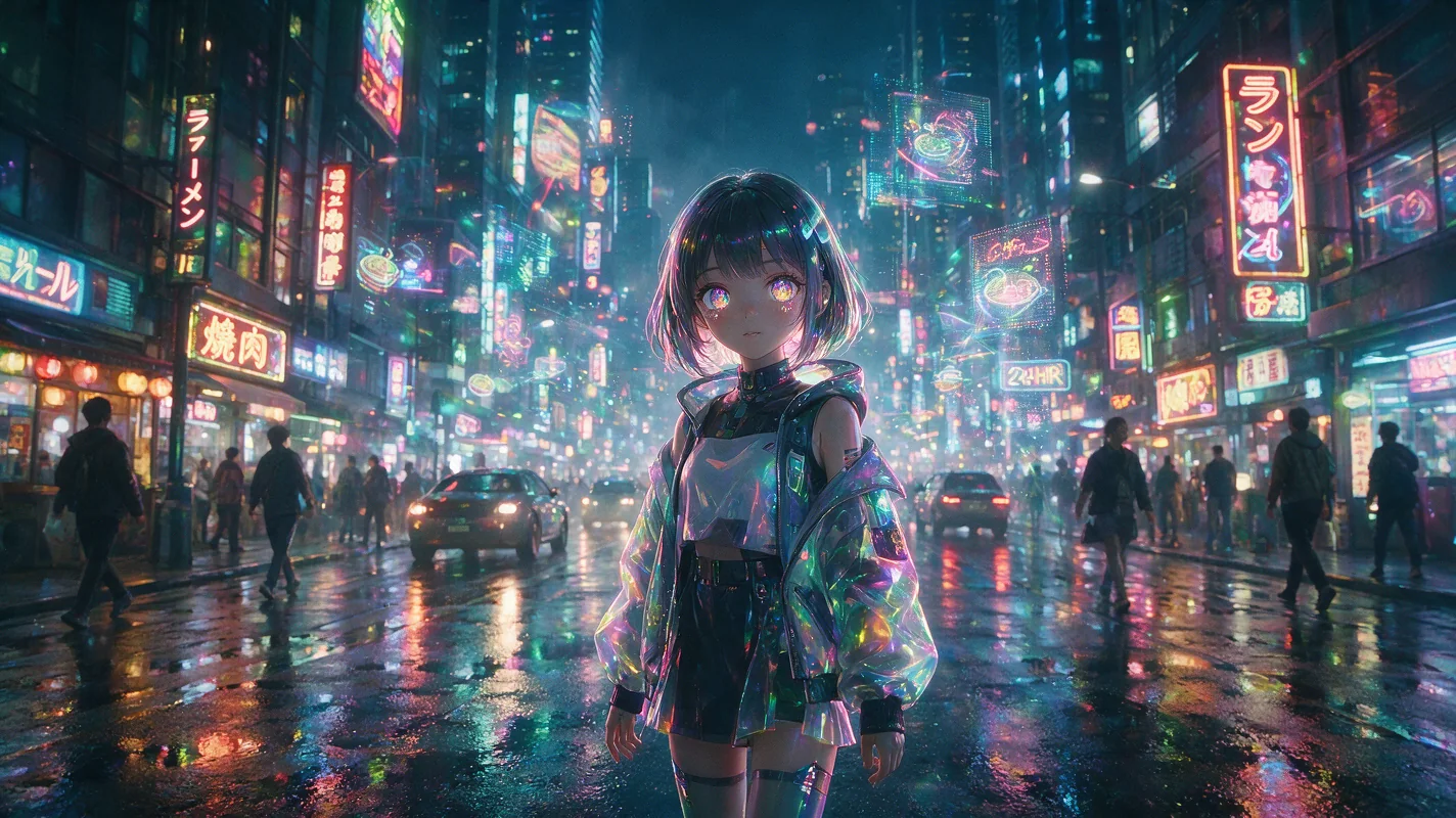 AI生成 夜景 - 架空のAI美少女イメージ